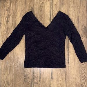 Black V-Neck Lace Crop Top